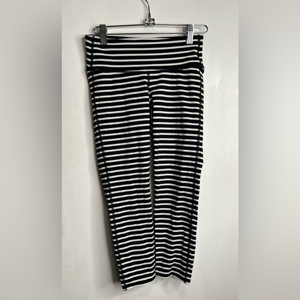 Athleta Black And White Striped Leggings
